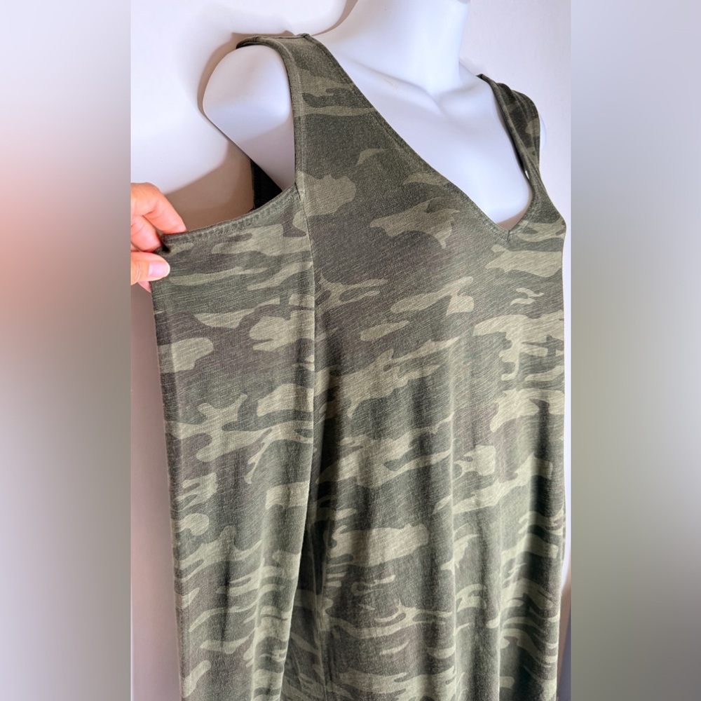 Sanctuary Heritage Camo Cold Shoulder Mini Dress Size Large Long Sleeve